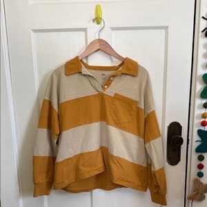 Striped Madewell Women’s Shirt in Mustard and Beige